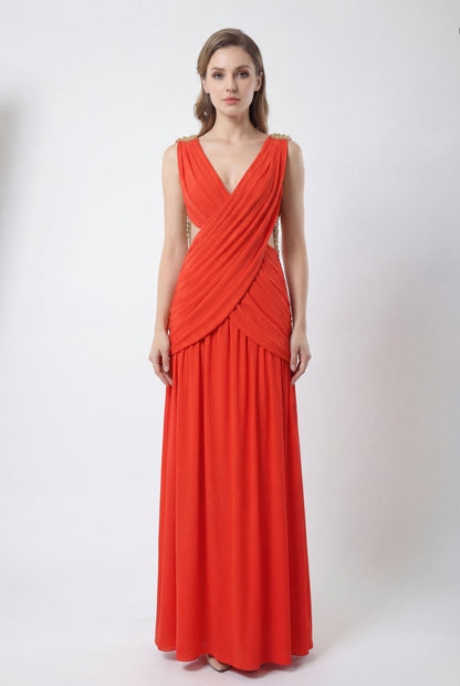 Draped Maxi Dress Orange HV2914
