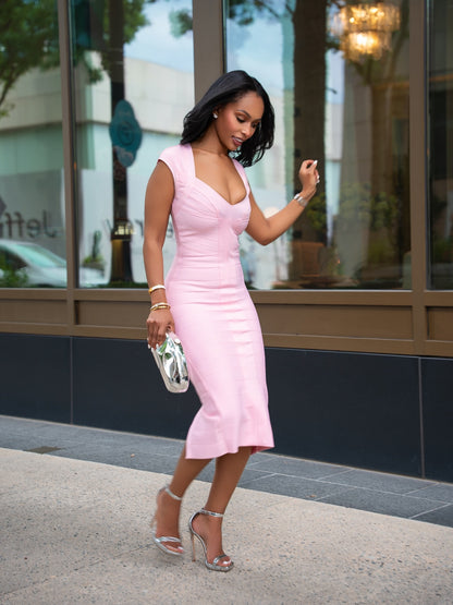 Sweetheart Neckline Midi Dress HV3164