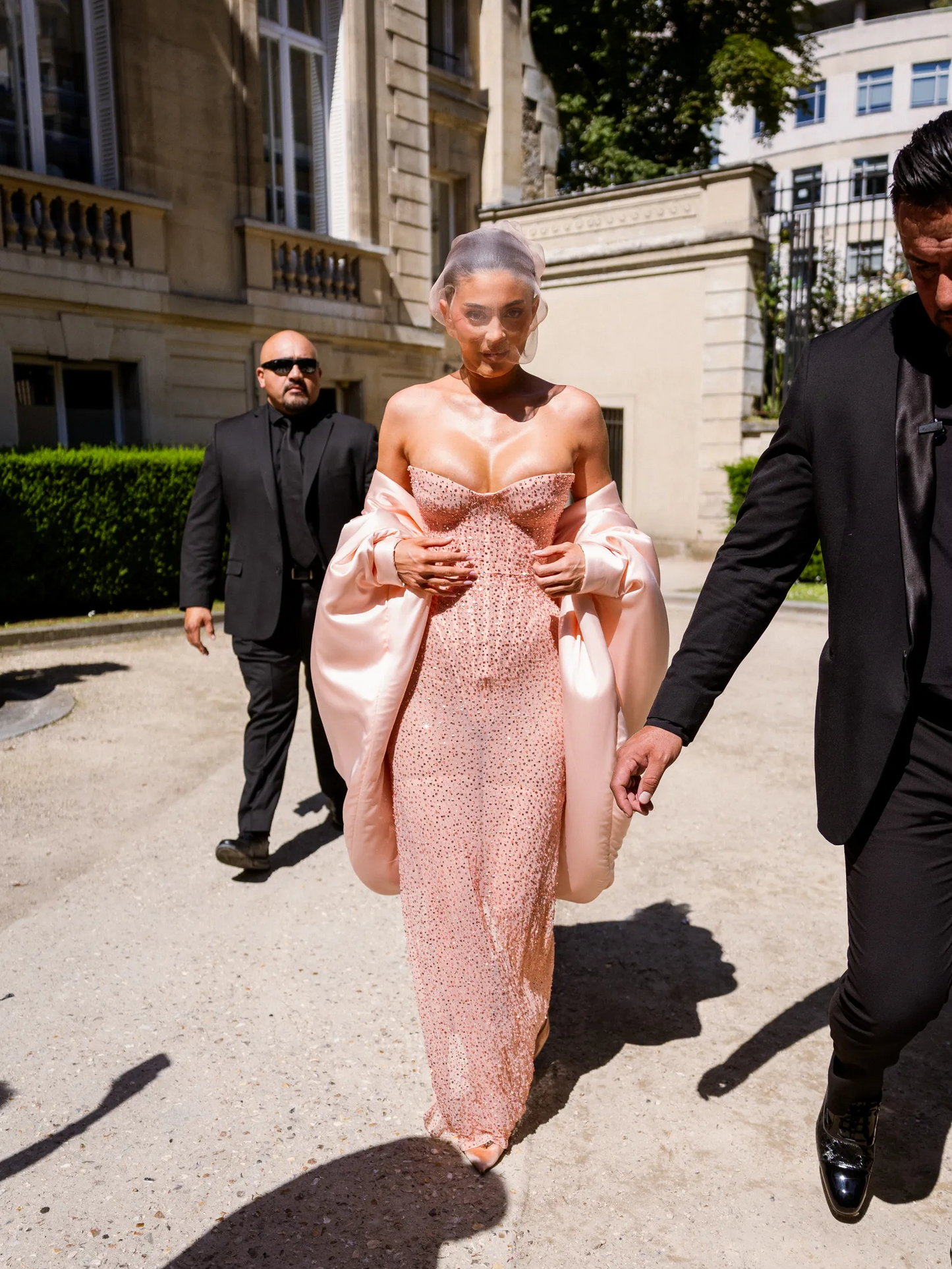 Strapless Sequin Corset Maxi Dress Pink