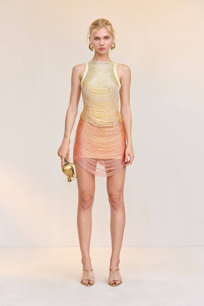 Tassel Detail Dress Gold Pink HV2755