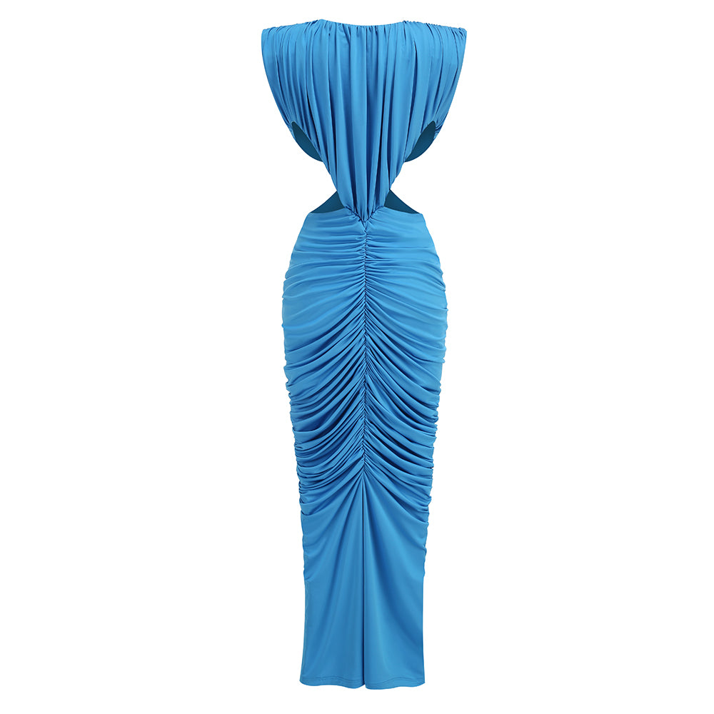 Draped Cut Out Detail Maxi Dress Blue HV3177
