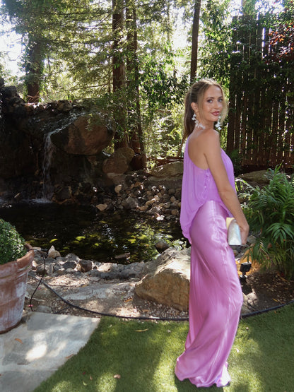 One Shoulder Bubble Maxi Dress Lavender HV3090