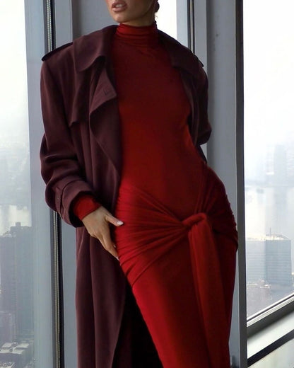 Long Sleeve Ruched Detail Maxi Dress