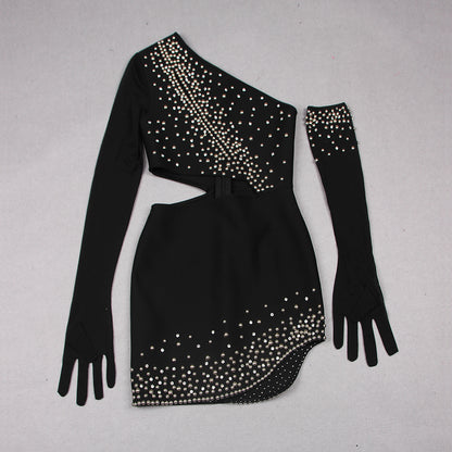 Long Sleeve Studded Dress Black HV9280