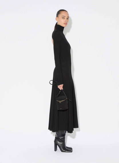 Long Sleeve Heart Cut Out Maxi Dress Black HV0046