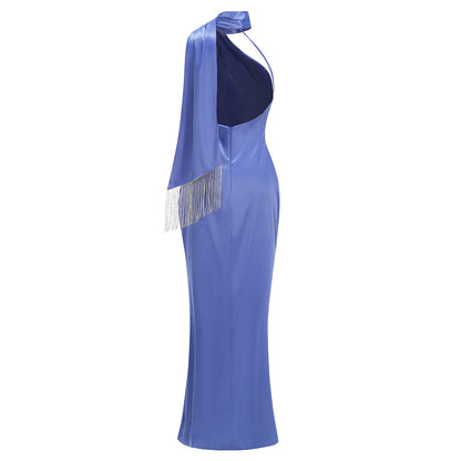 Halter Scarf Maxi Dress Blue HV2937