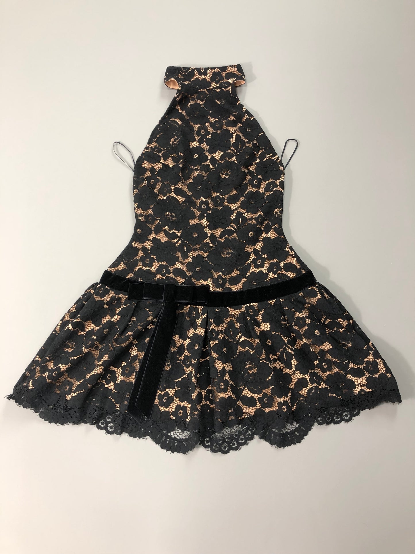 Halter Lace A Line Dress Black HV2840