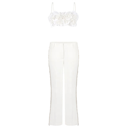 Floral Detail Two Piece Jumpsuit White HV2634