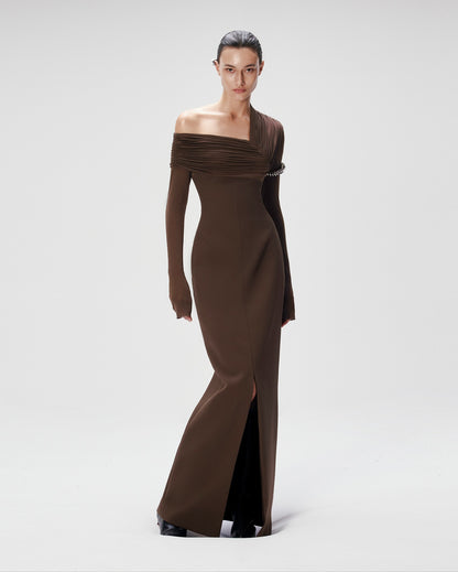 Long Sleeve Draped Detail Maxi Dress HV0057