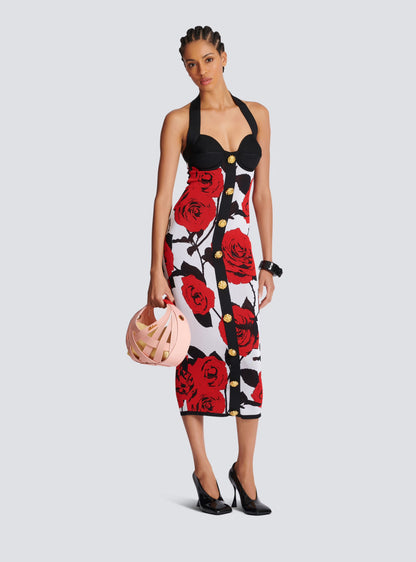 Halter Bustier Floral Midi Dress HV1348