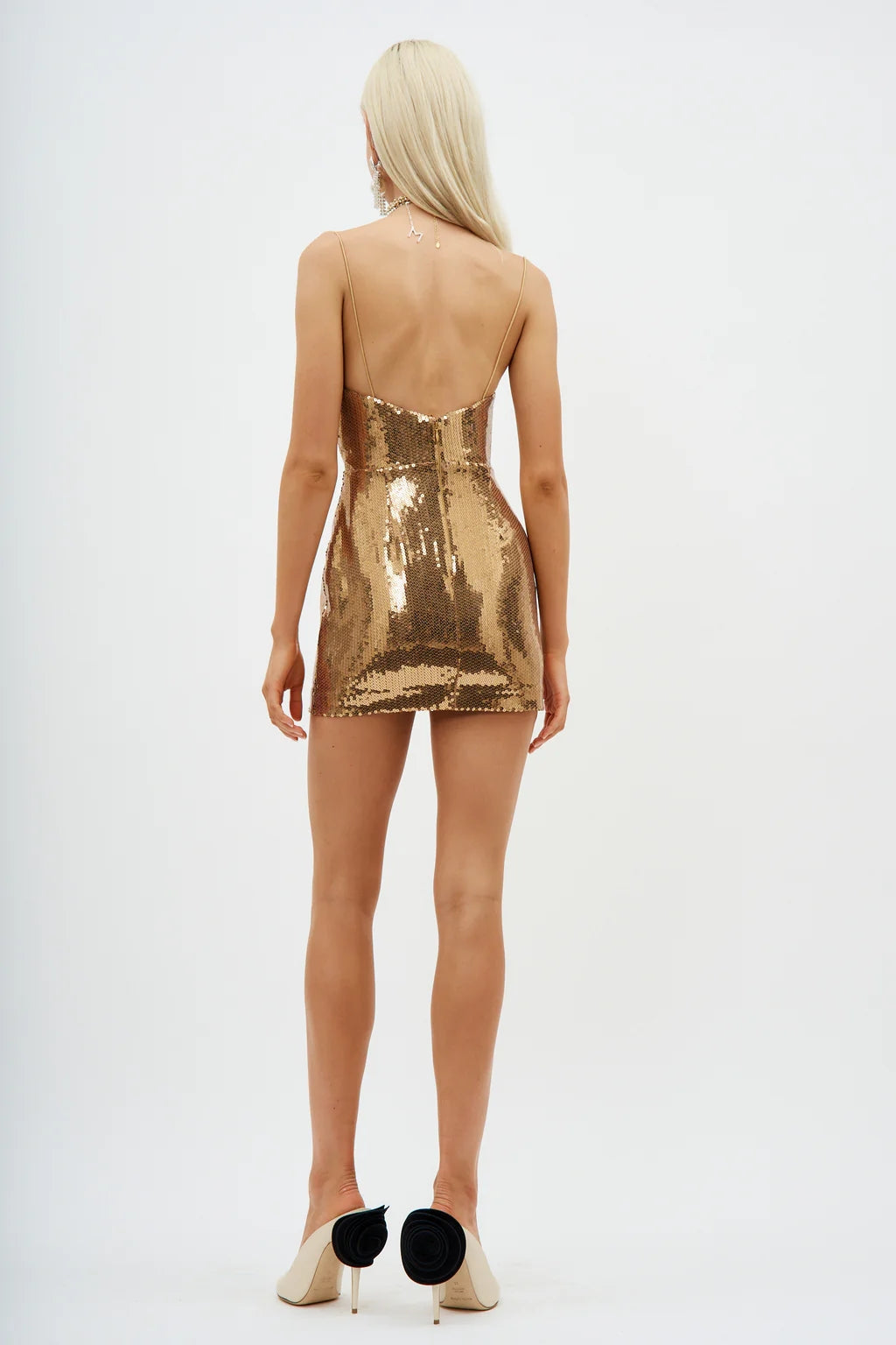 Draped Sequin Dress Gold HV1424