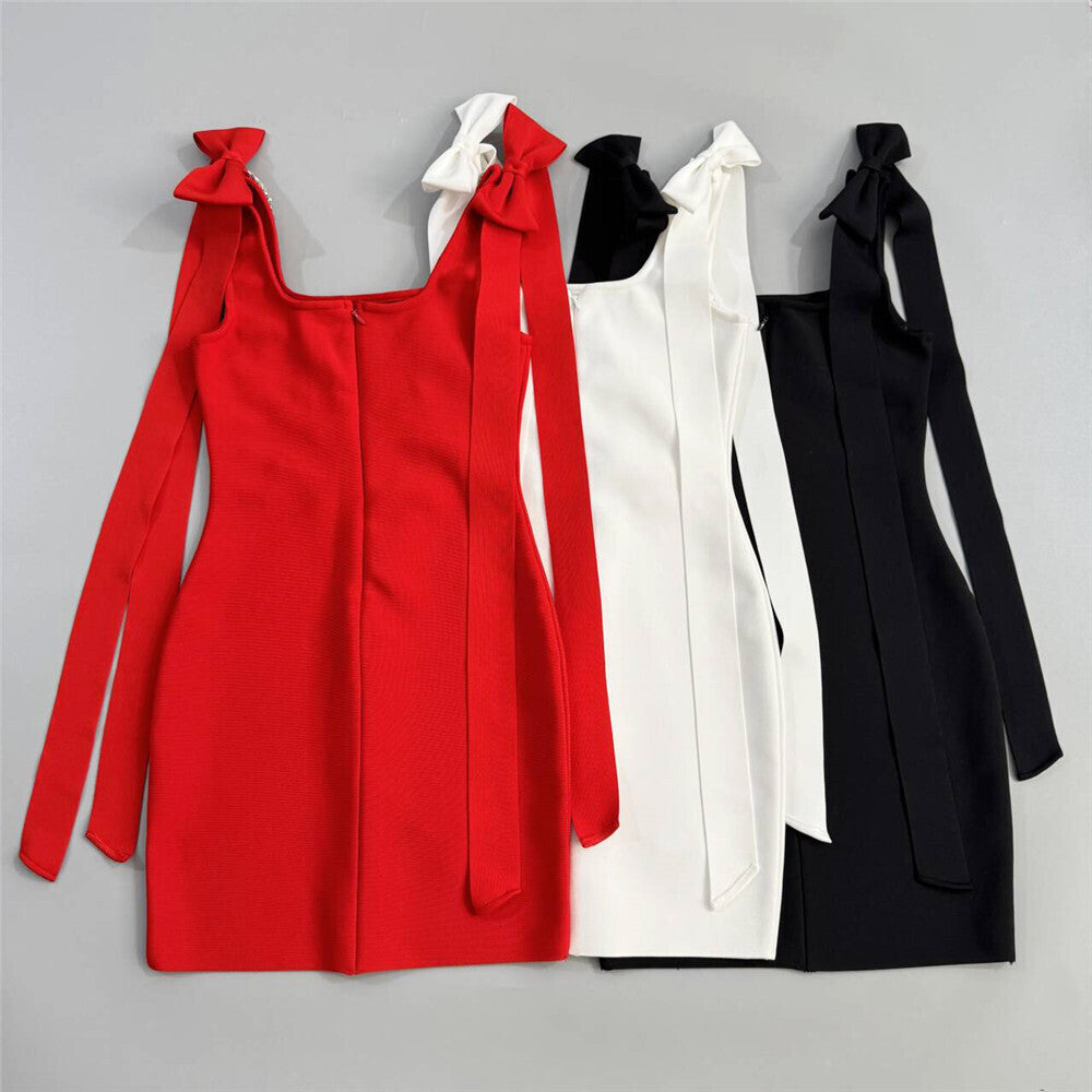 Crystal Bow Detail Dress Red HV2513