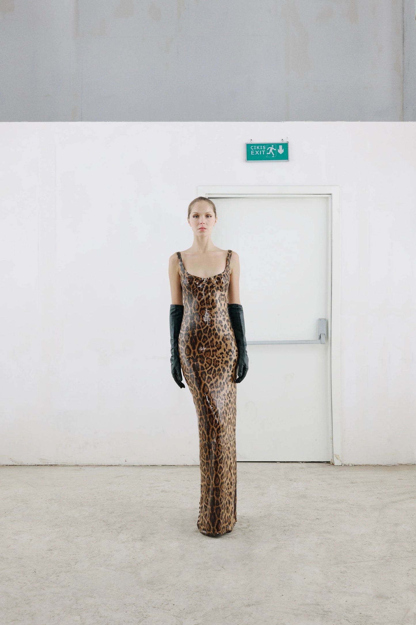 Cape Animal Print Maxi Dress HV0036