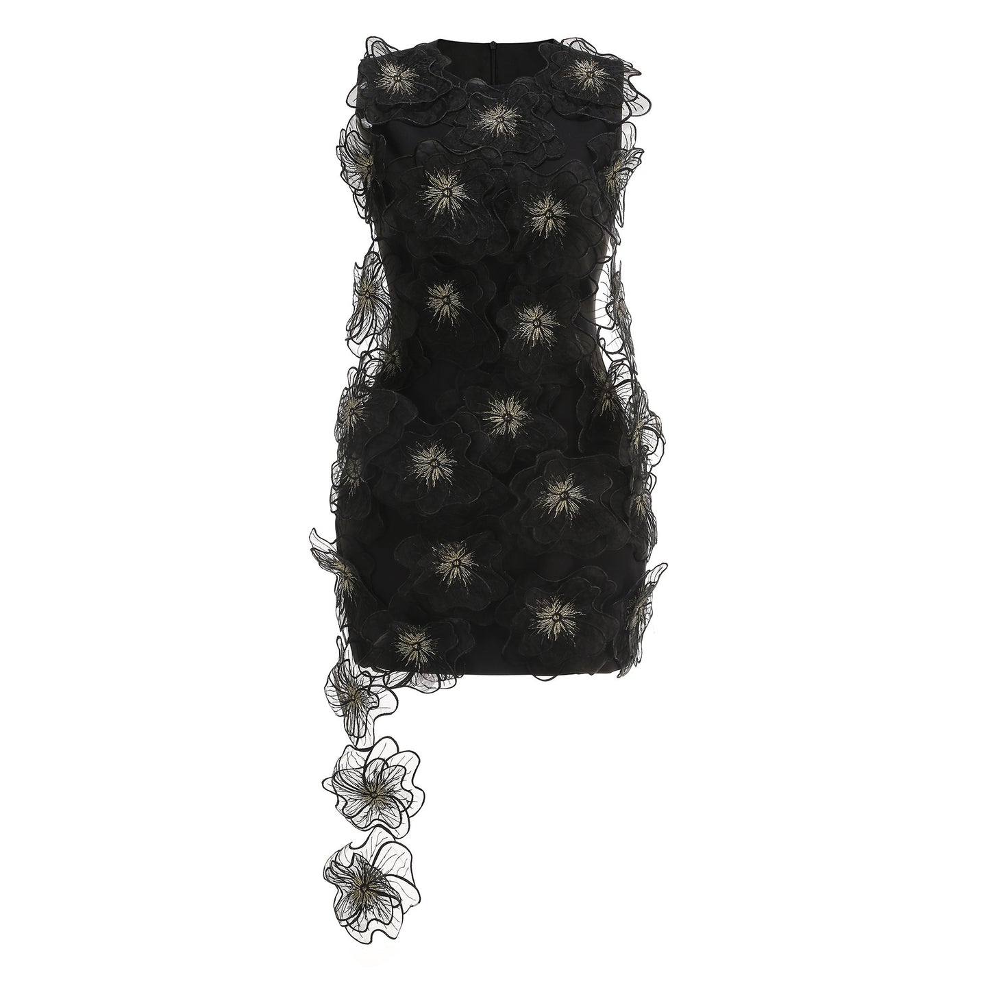 Mesh Floral Detail Dress Black HV2546