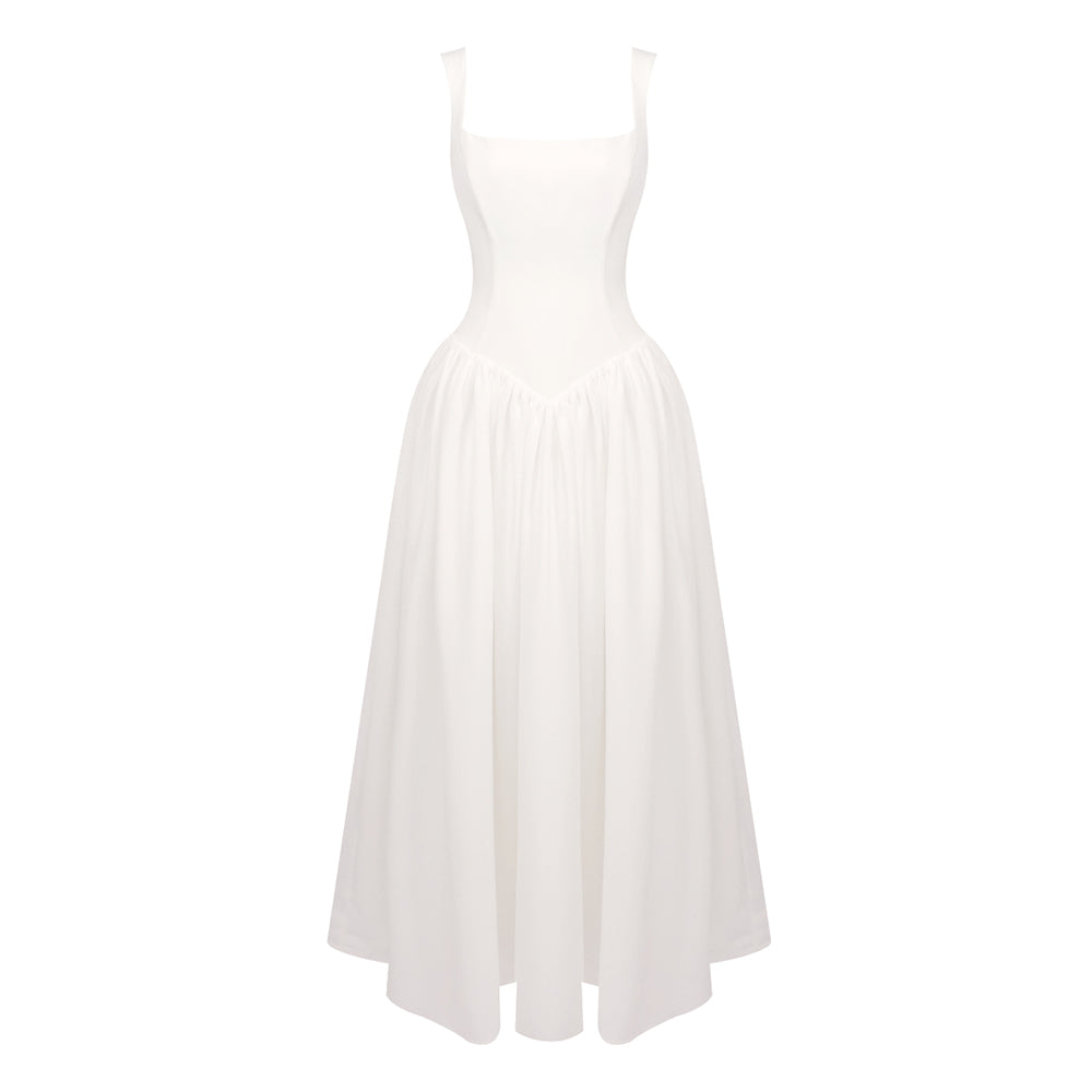 Structured A Line Maxi Dress White HV0162
