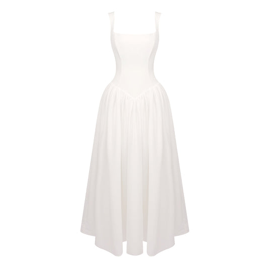 Structured A Line Maxi Dress White HV0162