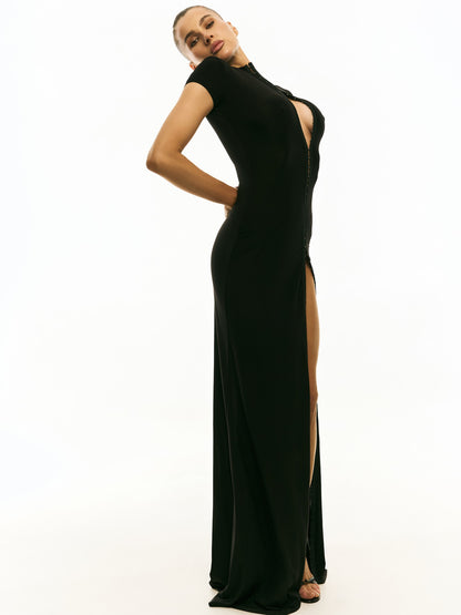 Short Sleeve Maxi Dress Black HV0081