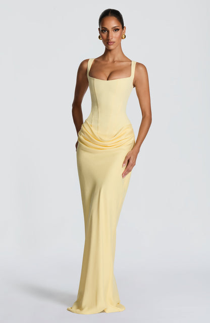 Draped Corset Maxi Dress Light Blue HV0071