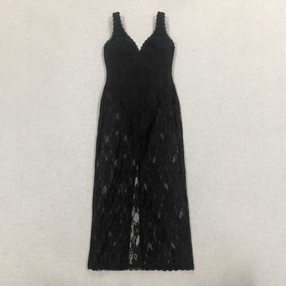 Scalloped Lace Midi Dress Black HV2627