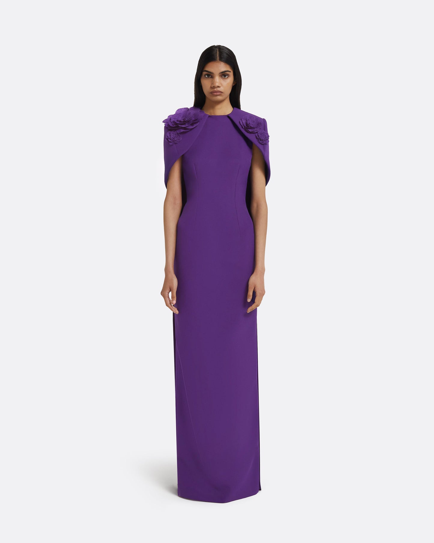 Floral Detail Cape Maxi Dress Purple HV2935