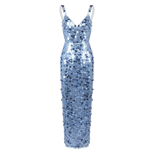 Big Sequin Maxi Dress Blue HV0023
