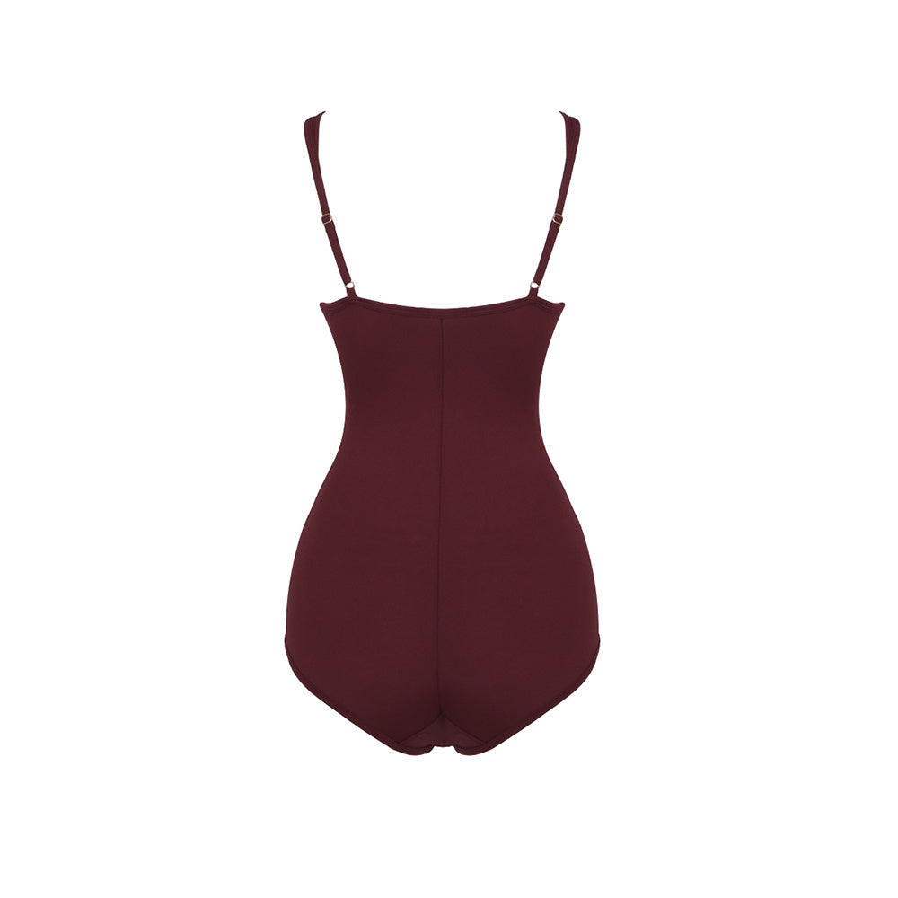 Long Sleeve Mesh Maxi Dress Burgundy HV0064