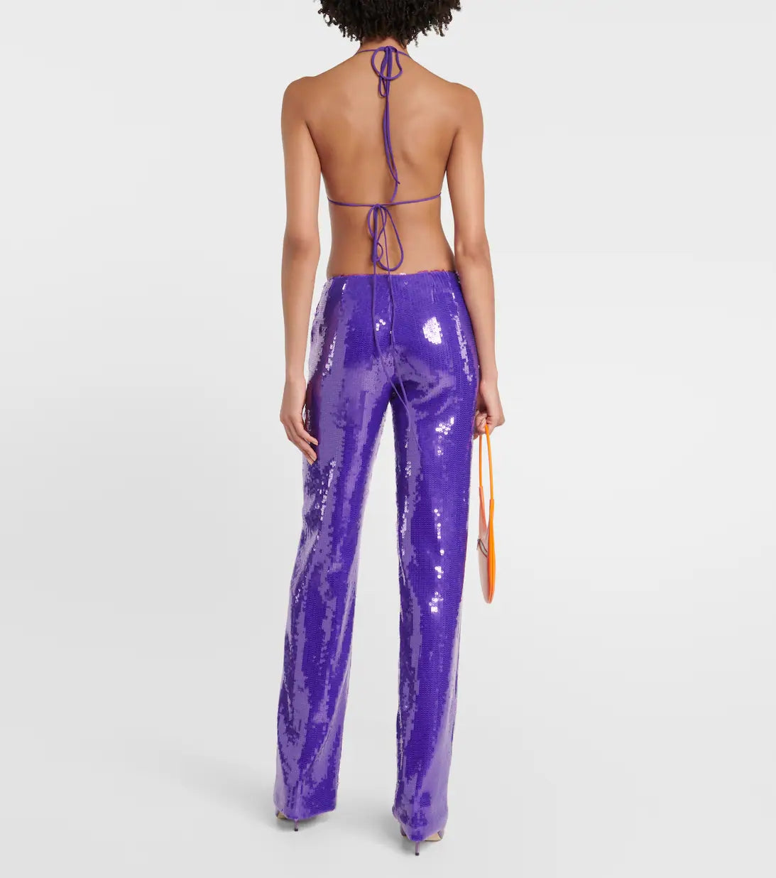 Strapless Feather Two Piece Jumpsuit Orange Purple  HV9937