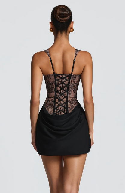 Structured Lace Draped Corset Dress HV3157
