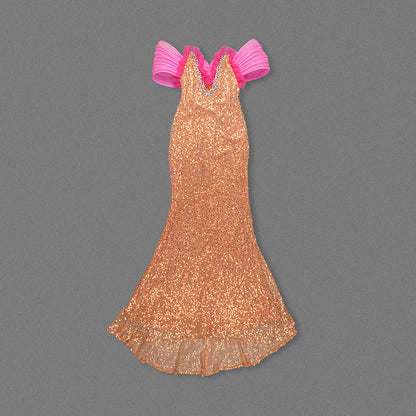 Bardot Sequin Maxi Dress Orange Hot Pink HV1497