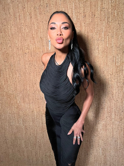 Halter Tassel Detail Maxi Dress Black HV3113