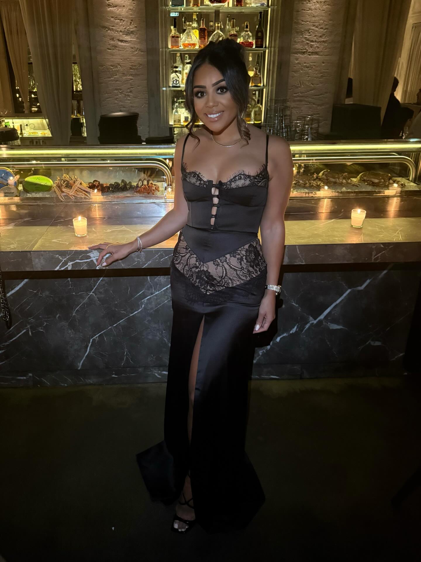 Lace Insert Bustier Maxi Dress Black HV2971