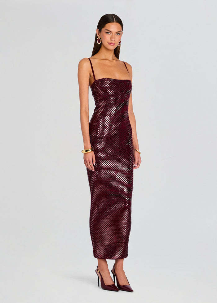 Embellished Maxi Dress Burgundy HV2725