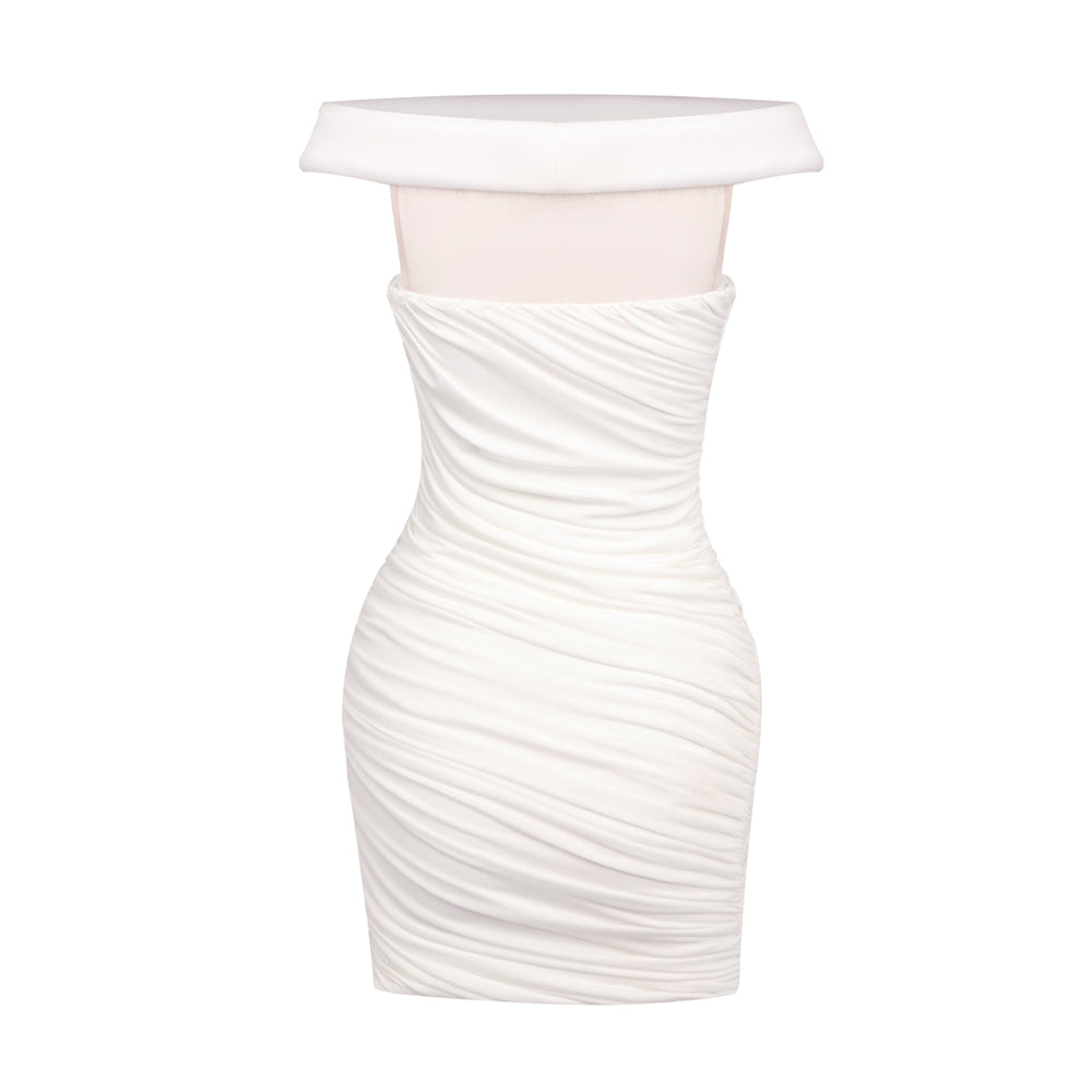 Bardot Draped Dress White HV0094
