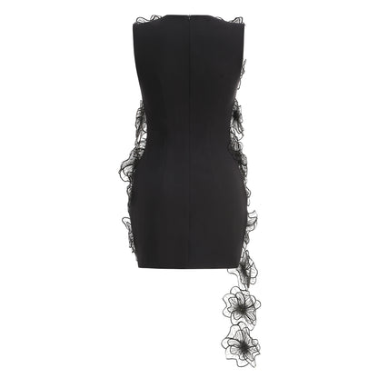 Mesh Floral Detail Dress Black HV2546