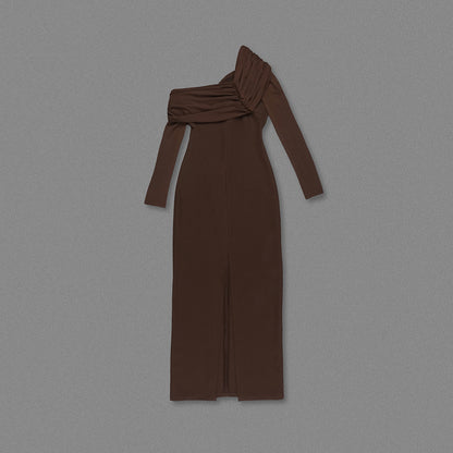 Long Sleeve Draped Detail Maxi Dress HV0057