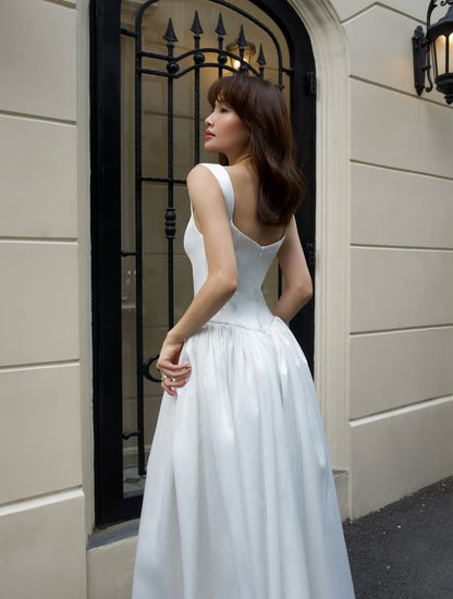 Structured A Line Maxi Dress White HV0162