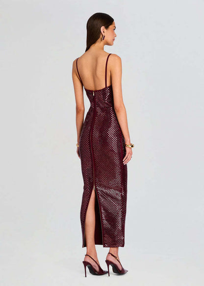 Embellished Maxi Dress Burgundy HV2725