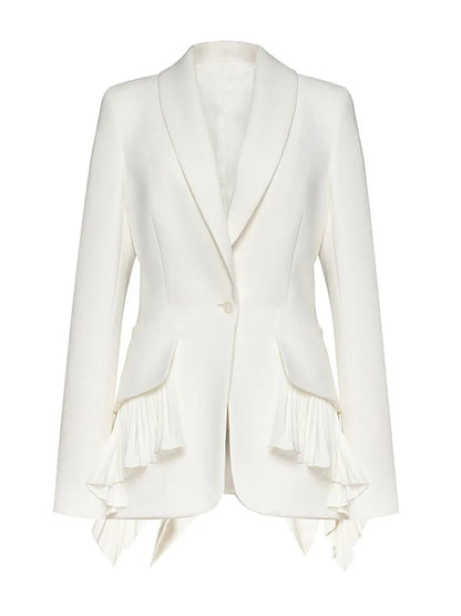 Long Sleeve Pleated Ruffle Blazer