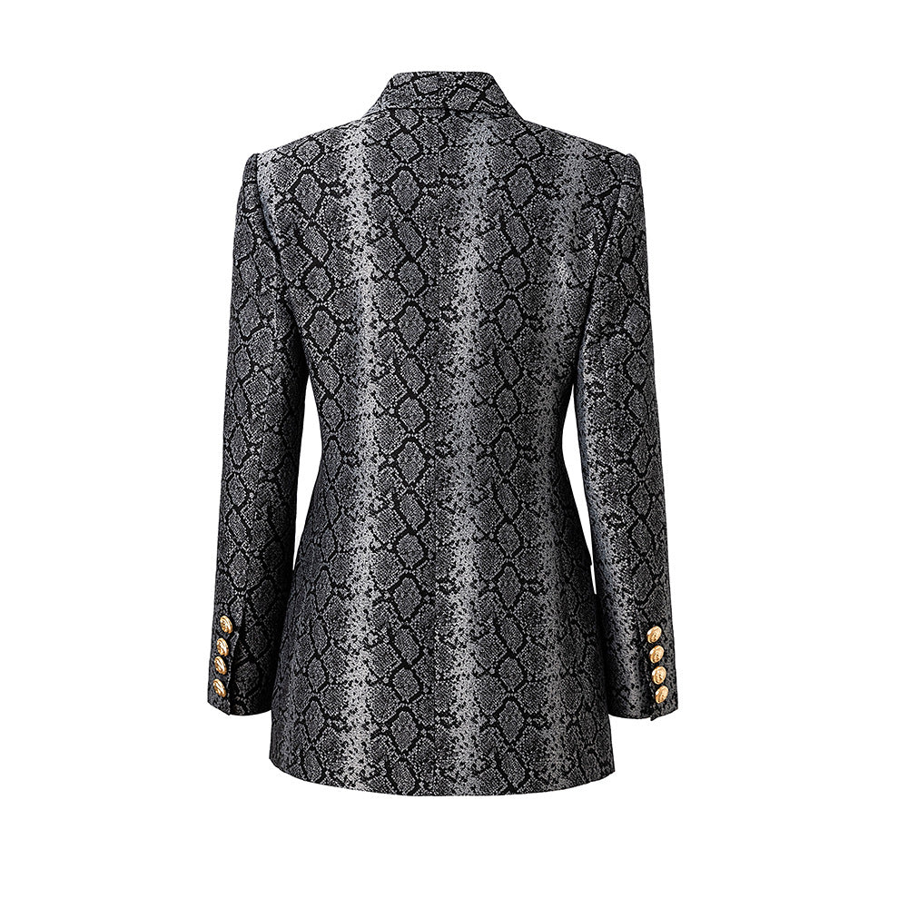 Long Sleeve Snake Print Blazer Grey