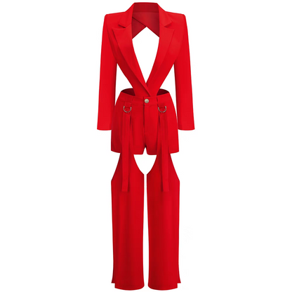 Long Sleeve Cut Out Jumpsuit Orange