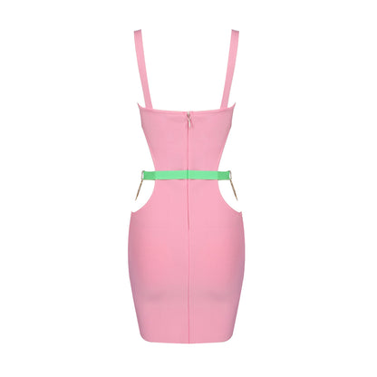 Heart Detail Bustier Dress Pink  HV9051