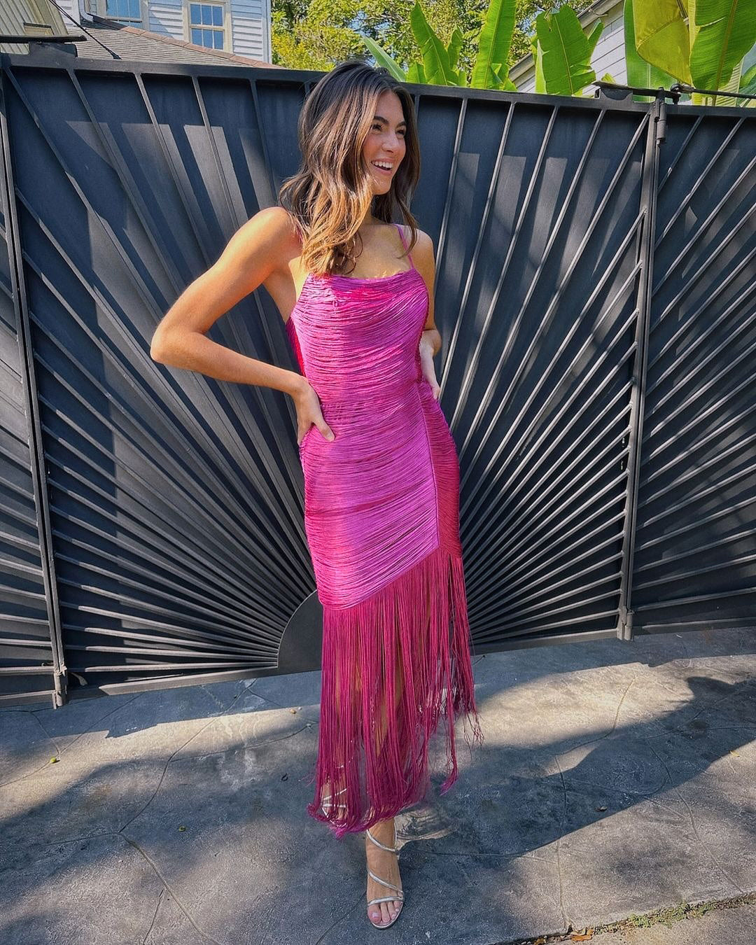 Tassel Maxi Dress Hot Pink HV2698