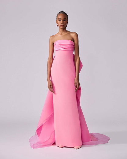 Strapless Bow Detail Maxi Dress Pink HV2720