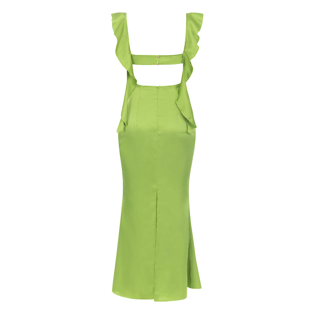 Ruffle Draped Maxi Dress Green HV9607