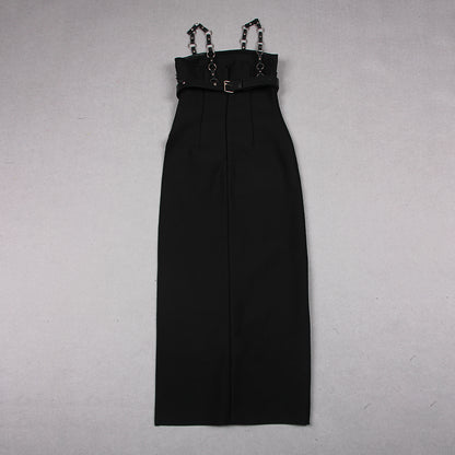 Leather Straps Midi Dress HV9546