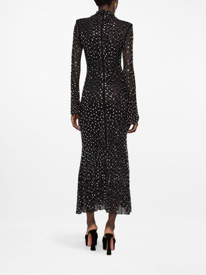 Long Sleeve Embellished Mermaid Dress Black HV1750