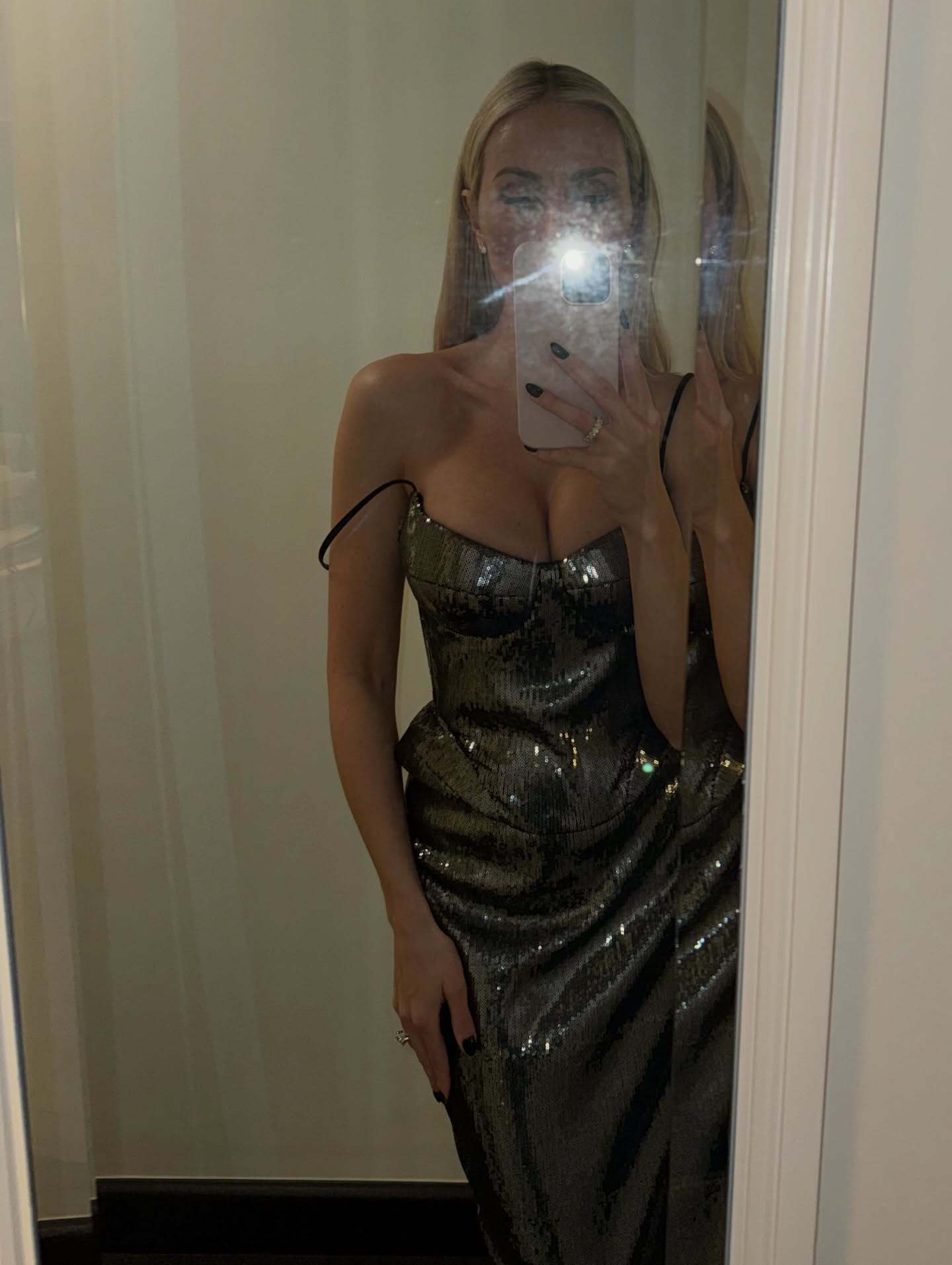 Sequin Peplum Corset Maxi Dress Black HV0045