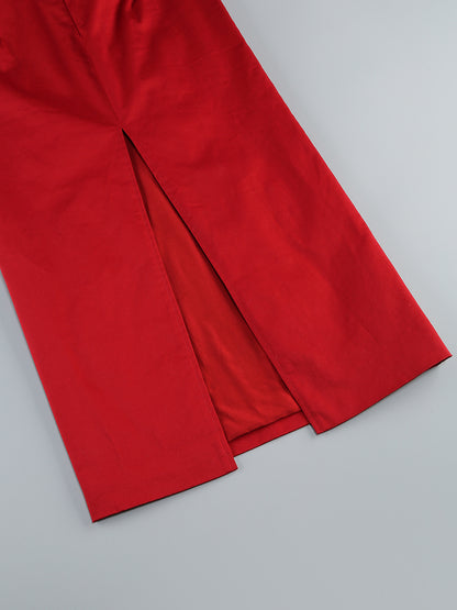 Strapless Bow Detail Midi Dress Red