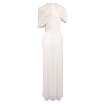 Draped Design Maxi Dress White HV0073