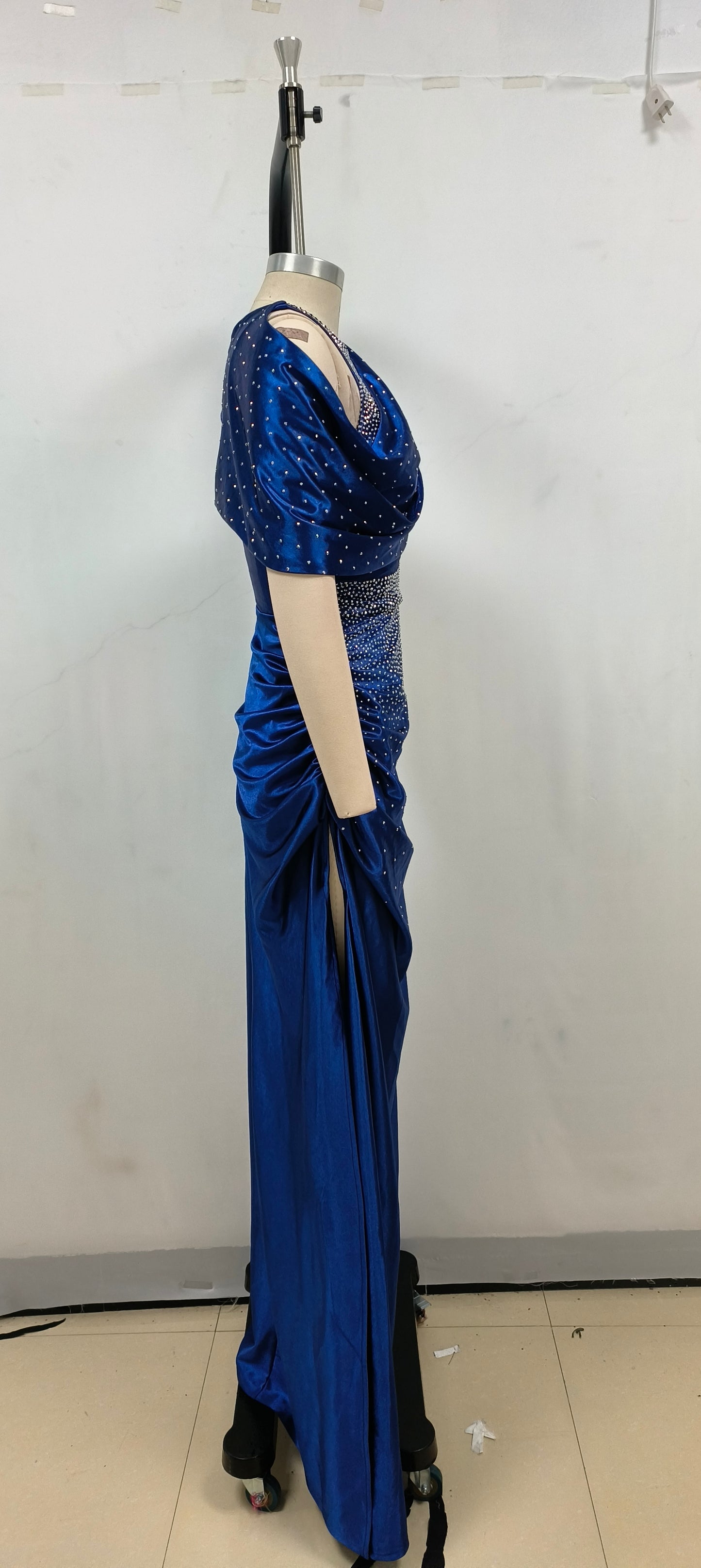 Studded Draped Maxi Dress Blue HV1636